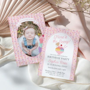 Ice Cream Sundae Heres ist die Scoop Birthday Part Einladung