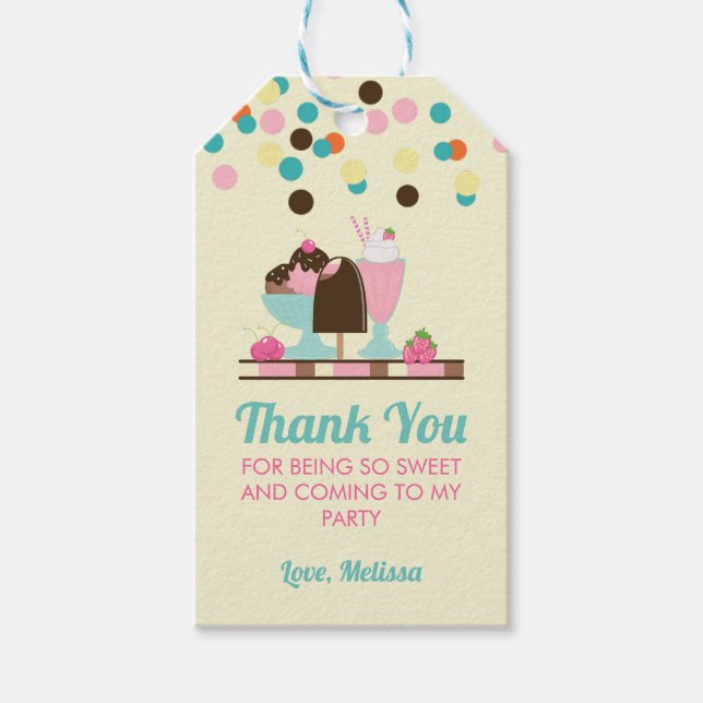 Ice Cream Sundae Summery Leckereien Party Vielen D Geschenkanhänger (Vorderseite)