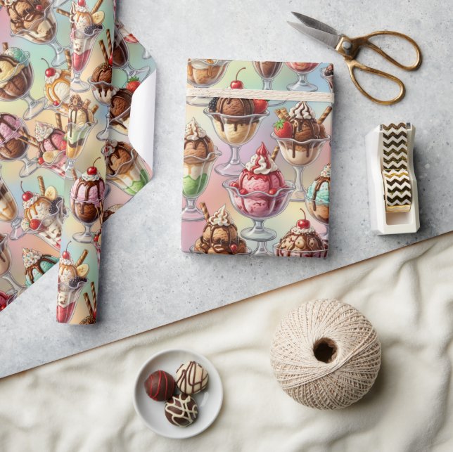 Ice Cream Sundae Wrapping Paper Geschenkpapier (Kunsthandwerk)