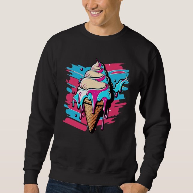 Ice Cream Synthwave 80s Retrowave Aesthetic  1 Sweatshirt (Vorderseite)