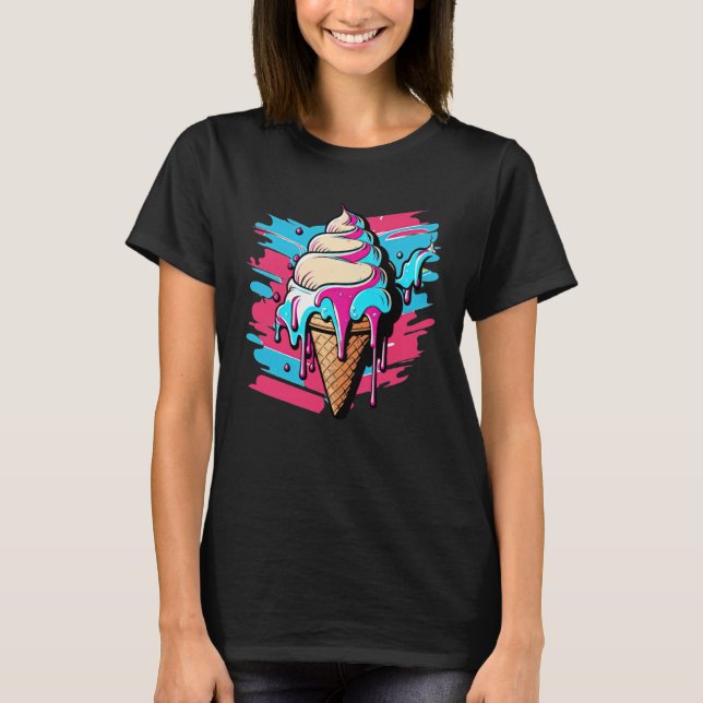 Ice Cream Synthwave 80s Retrowave Aesthetic  1 T-Shirt (Vorderseite)