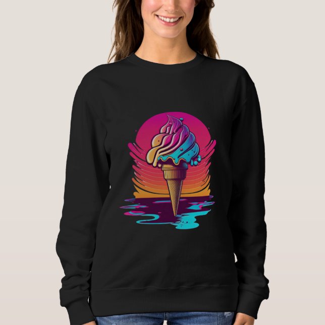 Ice Cream Synthwave 80s Retrowave Aesthetic Sweatshirt (Vorderseite)