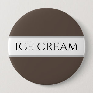 ICE CREAM Text Fun Chocolate Brown White Stripes Button