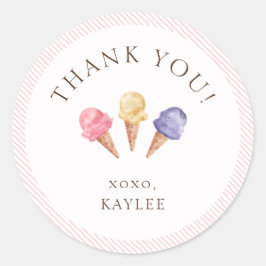 Ice Cream Thema Danke Runder Aufkleber
