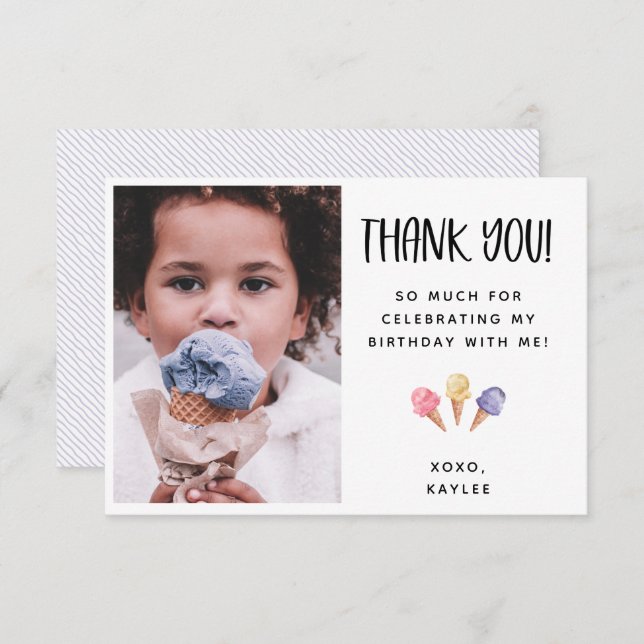 Ice Cream Thema Vielen Dank Foto-Karte (Vorne/Hinten)