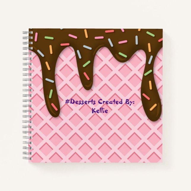 ICE CREAM TROPFEN CONE Spiral Reciy Notebook Notizbuch (Vorderseite)
