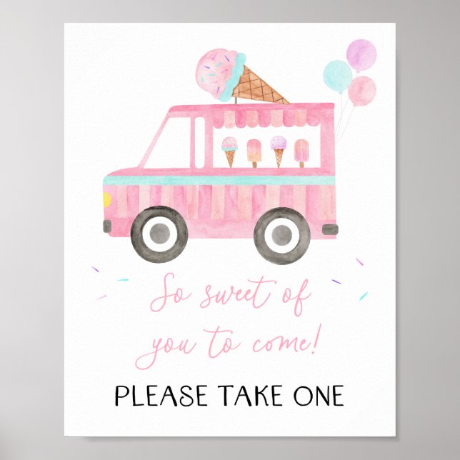 Ice Cream Truck Birthday Fevor-Zeichen Poster (Vorne)