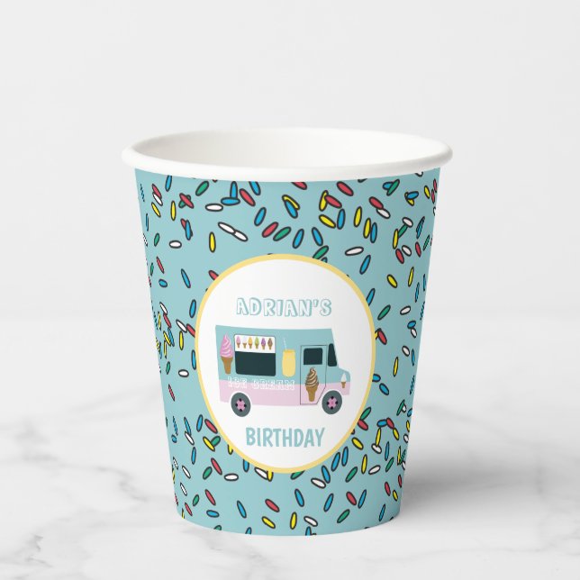 Ice Cream Truck Design Birthday Party  Pappbecher (Vorderseite)