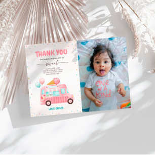 Ice Cream Truck Hier ist das Scoop Birthday Foto Dankeskarte