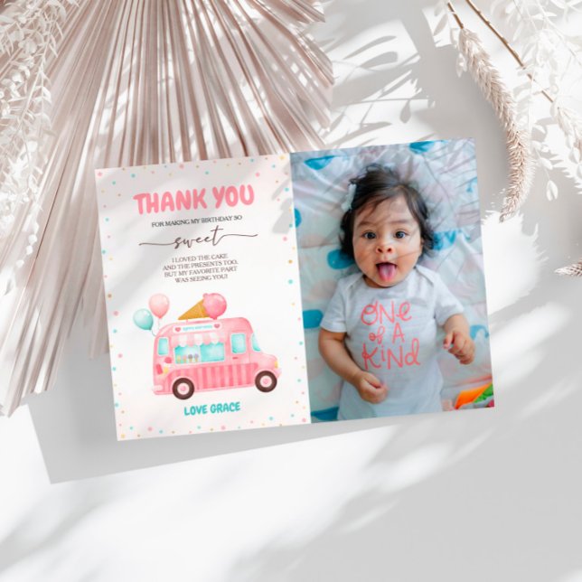 Ice Cream Truck Hier ist das Scoop Birthday Foto Dankeskarte (Von Creator hochgeladen)