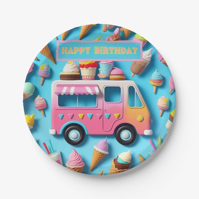 " ICE-CREAM TRUCK " PAPPTELLER (Vorderseite)