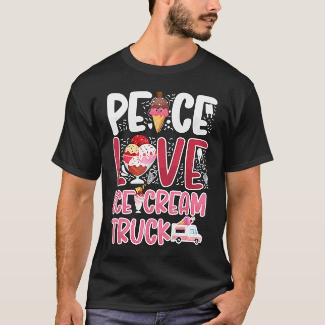 Ice Cream Truck  Peace Love Ice Cream Truck Van Co T-Shirt (Vorderseite)