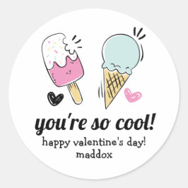 Ice Cream Valentine Runder Aufkleber