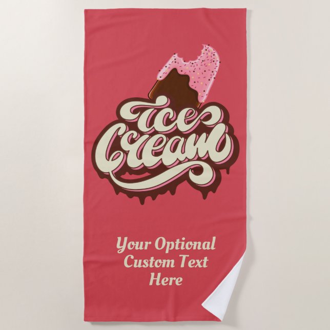Ice Creme, benutzerdefinierter Text und Farbhandtu Strandtuch (Vorderseite)