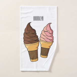 Ice-Creme-Cartoon Badhandtuch Set