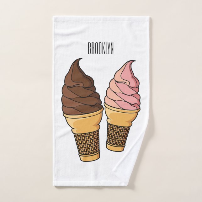 Ice-Creme-Cartoon Badhandtuch Set (Handtuch)