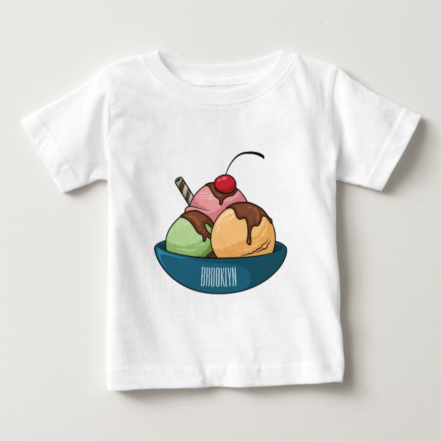Ice Creme Cartoon Illustration Baby T-shirt (Vorderseite)