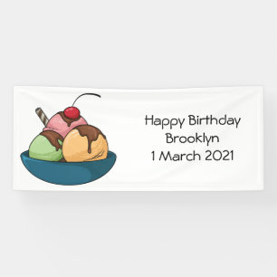 Ice Creme Cartoon Illustration Banner