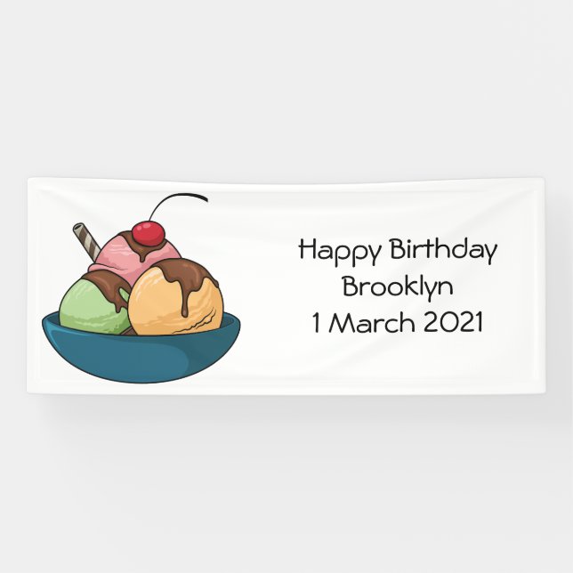 Ice Creme Cartoon Illustration Banner (Horizontal)