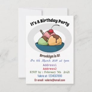 Ice Creme Cartoon Illustration Einladung