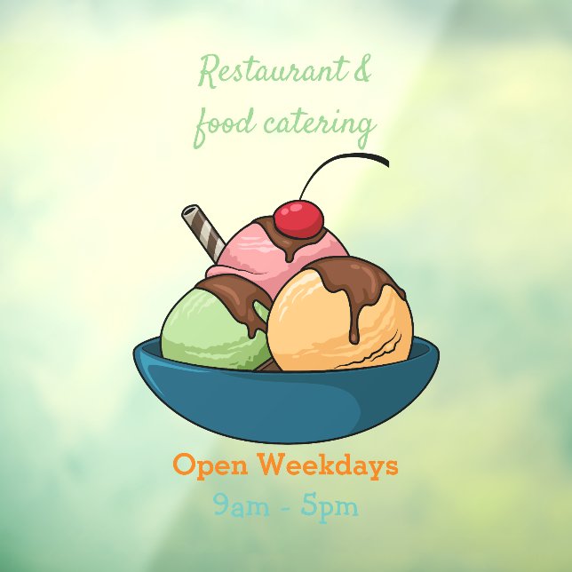 Ice Creme Cartoon Illustration Fensteraufkleber (Blatt 3)