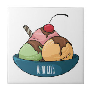 Ice Creme Cartoon Illustration Fliese