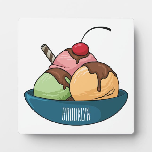 Ice Creme Cartoon Illustration Fotoplatte (Vorderseite)