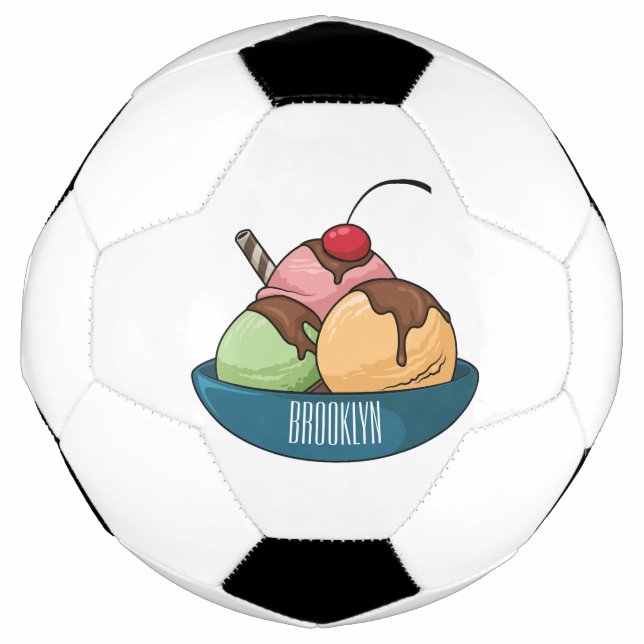 Ice Creme Cartoon Illustration Fußball (Vorderseite)