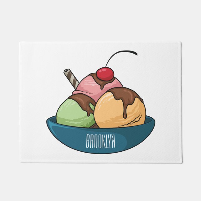 Ice Creme Cartoon Illustration Fußmatte (Vorderseite)