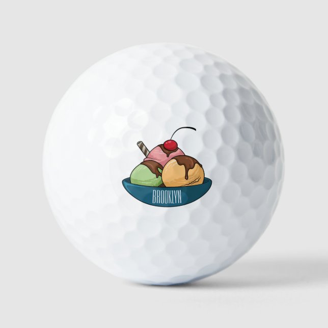 Ice Creme Cartoon Illustration Golfball (Vorderseite)