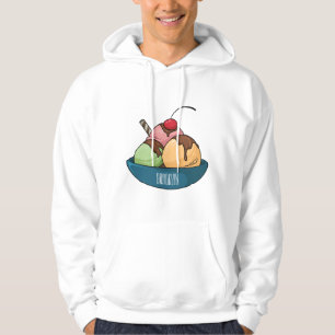 Ice Creme Cartoon Illustration Hoodie