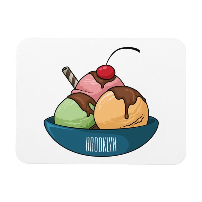 Ice Creme Cartoon Illustration Magnet (Horizontal)