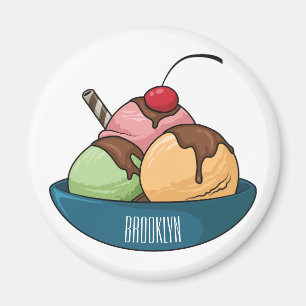 Ice Creme Cartoon Illustration Magnet