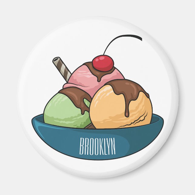 Ice Creme Cartoon Illustration Magnet (Vorne)