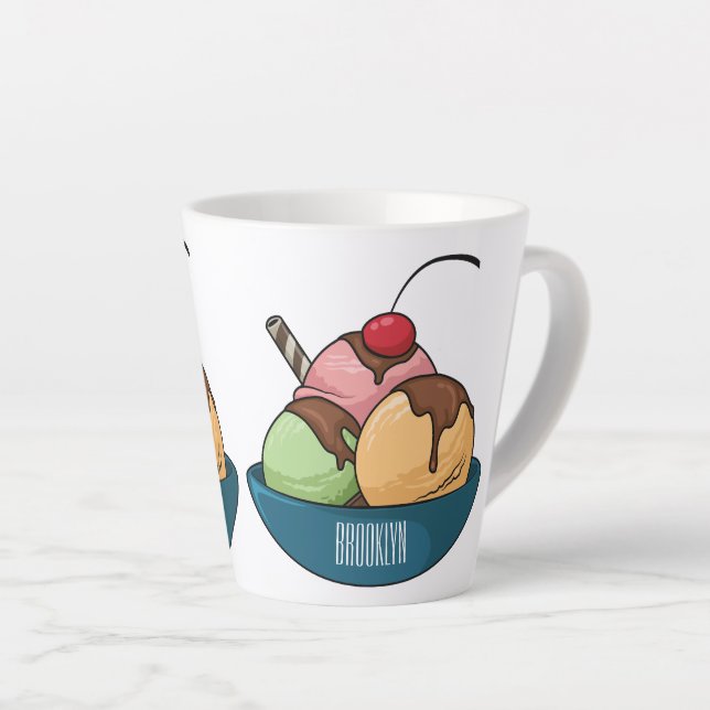Ice Creme Cartoon Illustration Milchtasse (Rechte Ecke)