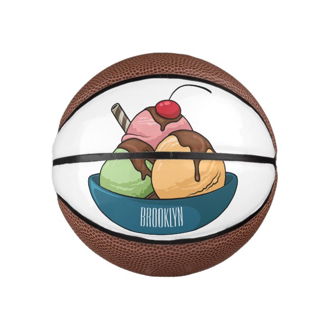 Ice Creme Cartoon Illustration Mini Basketball (Vorderseite)