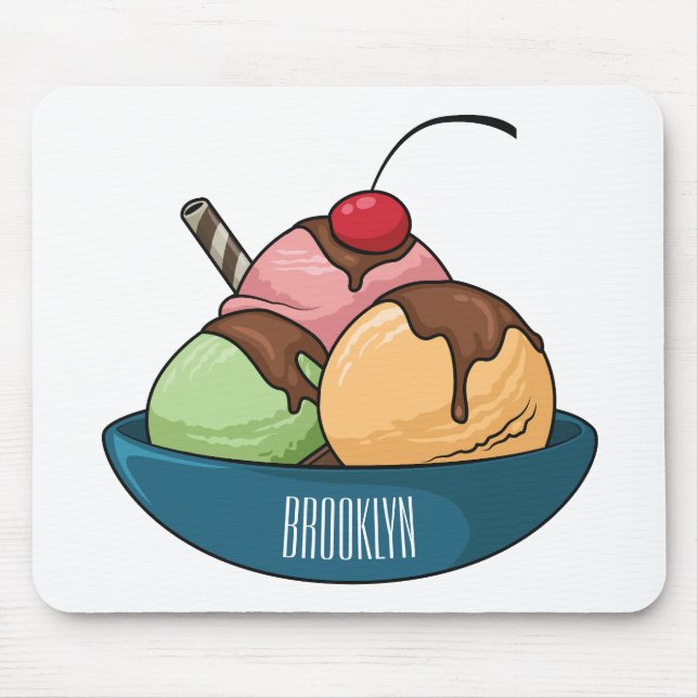 Ice Creme Cartoon Illustration Mousepad (Vorne)