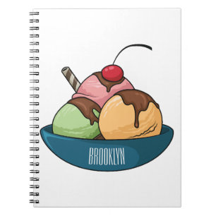Ice Creme Cartoon Illustration Notizblock