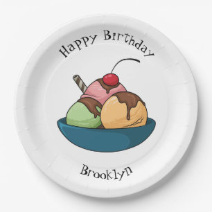 Ice Creme Cartoon Illustration Pappteller
