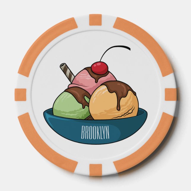 Ice Creme Cartoon Illustration Pokerchips (Vorderseite)