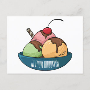 Ice Creme Cartoon Illustration Postkarte