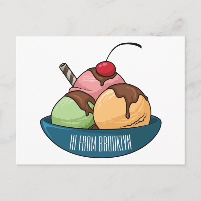 Ice Creme Cartoon Illustration Postkarte (Vorderseite)
