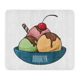 Ice Creme Cartoon Illustration Schneidebrett