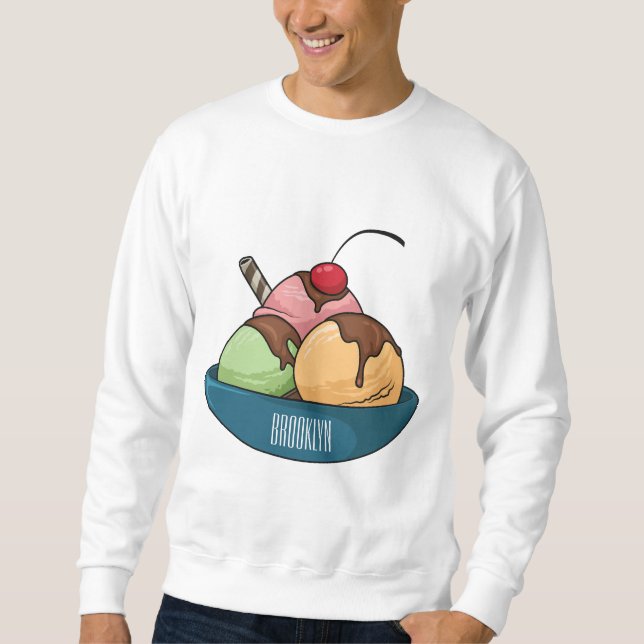 Ice Creme Cartoon Illustration Sweatshirt (Vorderseite)