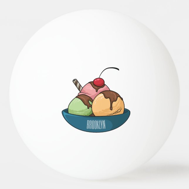 Ice Creme Cartoon Illustration Tischtennisball (Vorderseite)