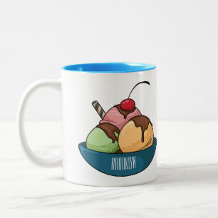 Ice Creme Cartoon Illustration Zweifarbige Tasse