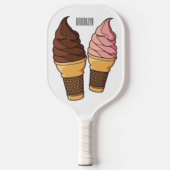 Ice-Creme-Cartoon Pickleball Schläger (Vorderseite)