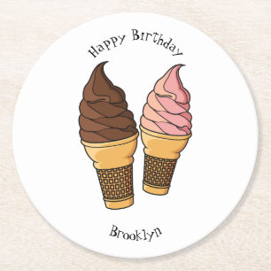 Ice-Creme-Cartoon Runder Pappuntersetzer