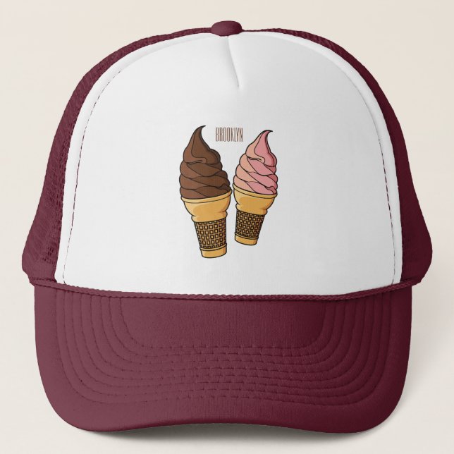 Ice-Creme-Cartoon Truckerkappe (Vorderseite)