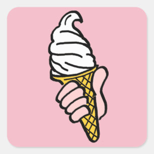 Ice Creme Cone Design Quadratischer Aufkleber